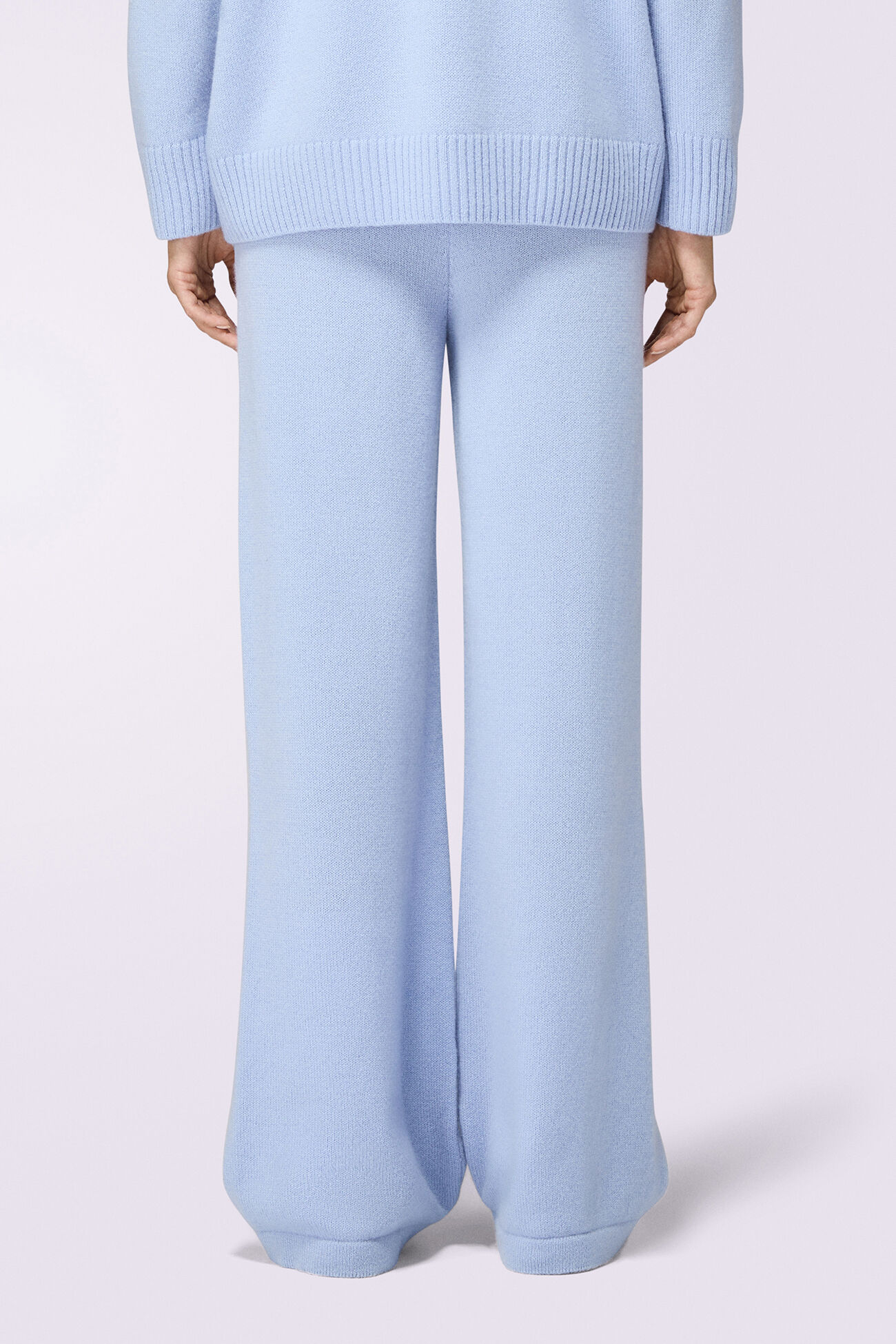 Angels Patch Knit Trousers Light Blue